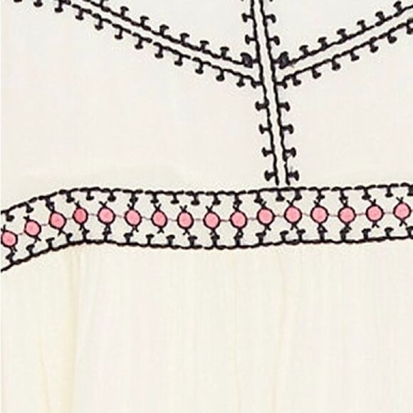 Ba&Sh Colombe Embroidered Boho Mini White Shift Dress Long Sleeve Size M - Picture 7 of 12